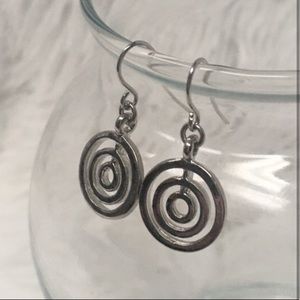 Silver Circle in a Circle dangle classic earrings